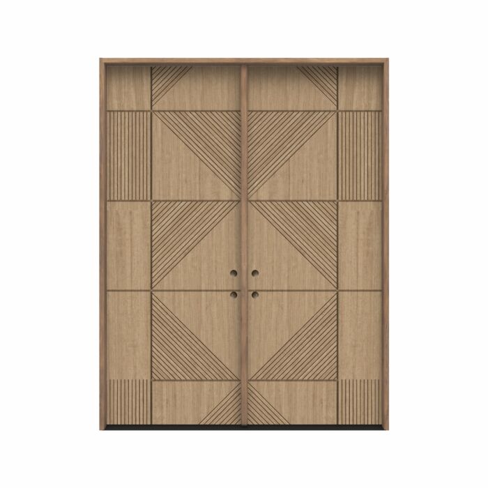 Zyra | 96" Prehung | Mahogany Wood Flush Panel 1-3/4" Exterior Double Door
