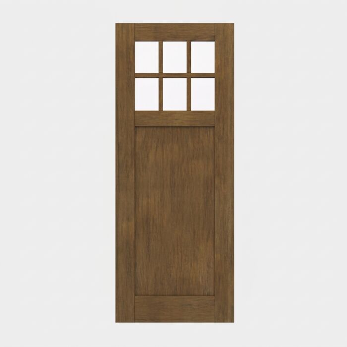 CRF-P1G6 | 96" Slab | Mahogany Wood SDL 6 Lite 1-3/4" Exterior Single Slab Door