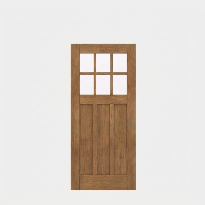 CRF-P3G6 | 80" Slab | Mahogany Wood SDL 6 Lite 1-3/4" Exterior Single Slab Door