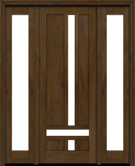 Mahogany Boston Full Lite, Artistic Lite Designer  Contemporary Modern Shaker Single Door, Sidelites