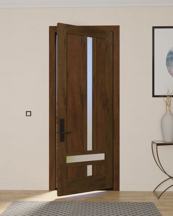 Mahogany Boston Full Lite, Artistic Lite Designer  Contemporary Modern Shaker Single Door