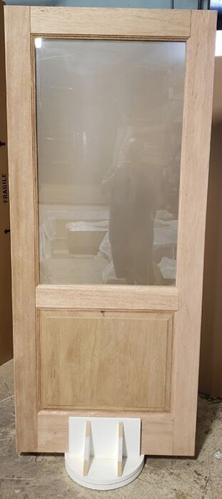 Mahogany 1/2 Lite 1 Panel Double Door, Sidelites|G5001-OG