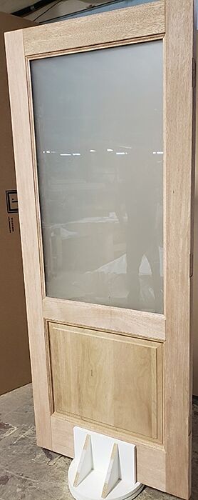 Mahogany 1/2 Lite 1 Panel Double Door, Sidelites|G5001-OG