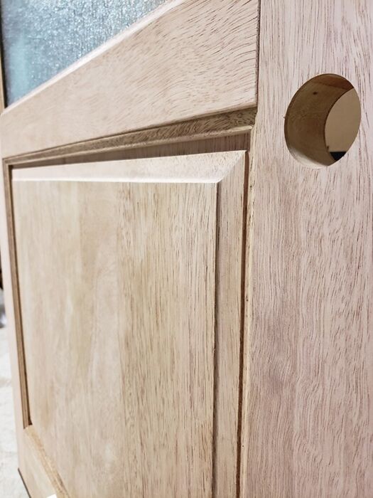 Mahogany 1/2 Lite 1 Panel Double Door, Sidelites|G5001-OG