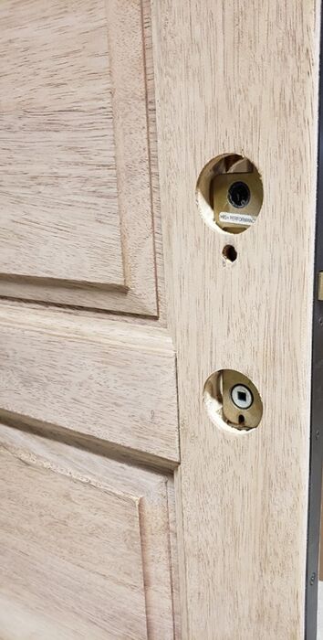 Mahogany 3 Panel Solid Double Door, Sidelites|P301-S-OG