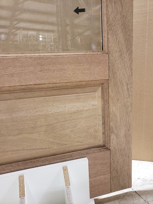 Mahogany 3/4 Lite 1 Panel Single Door, Full Lite Sidelites|G7501-OG