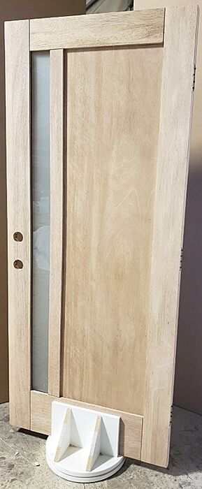 Mahogany Windermere Full Lite, 3 Lite SDL Contemporary Modern Shaker Single Door, Sidelite|G301-W-SH