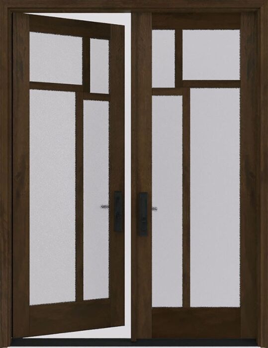 Mahogany Amsterdam Full Lite, Artistic Lite Designer SDL Contemporary Modern Shaker Double Door