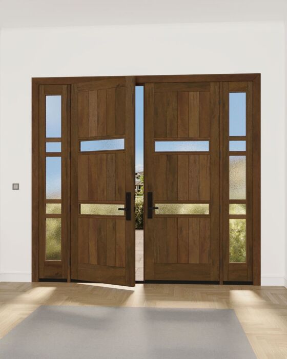 Mahogany Aragvi 2 Lite  Modular Modern Shaker Double Door, Sidelites