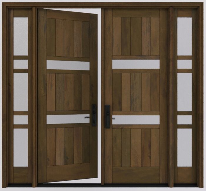 Mahogany Aragvi 2 Lite  Modular Modern Shaker Double Door, Sidelites