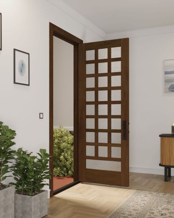 Mahogany Barcelona Full Lite, Artistic Lite Designer SDL Contemporary Modern Shaker Single Door