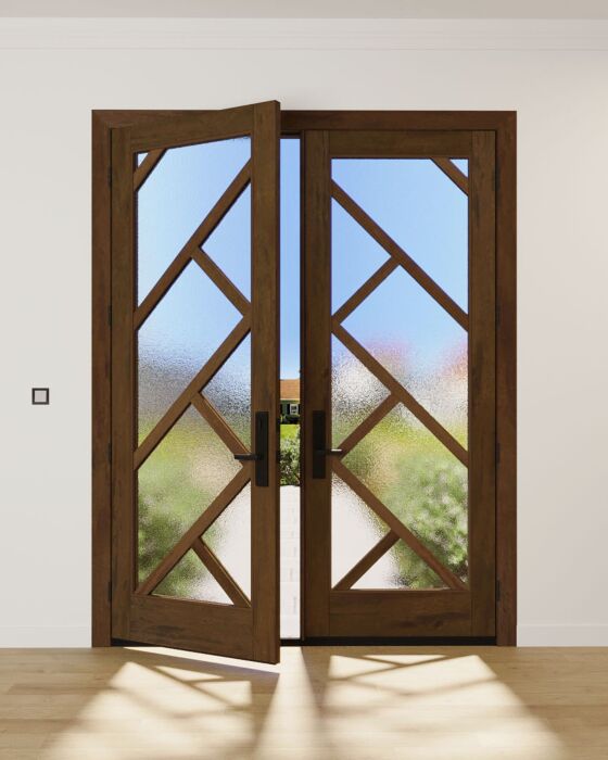 Mahogany Cairo Full Lite, Artistic Lite Designer SDL Shaker Double Door