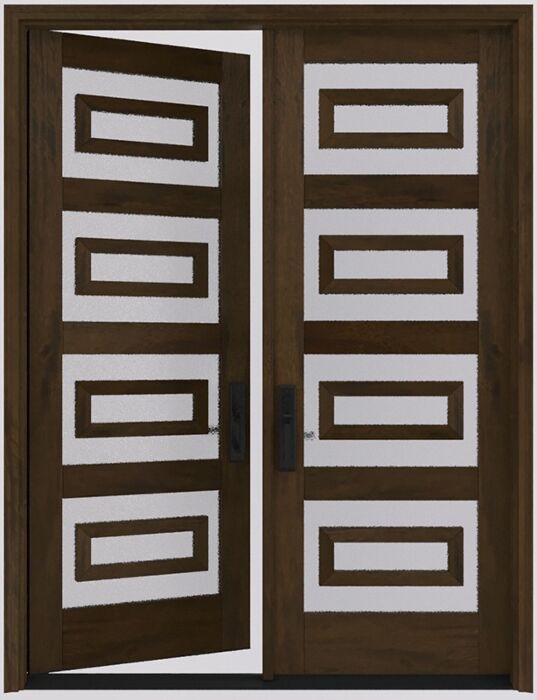 Mahogany Cavea Full Lite, Artistic Lite Designer SDL Contemporary Modern Shaker Double Door