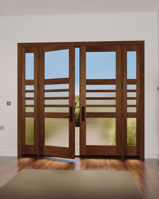 Mahogany Codex Full Lite, Artistic Lite Designer SDL Contemporary Modern Shaker Double Door, Sidelites