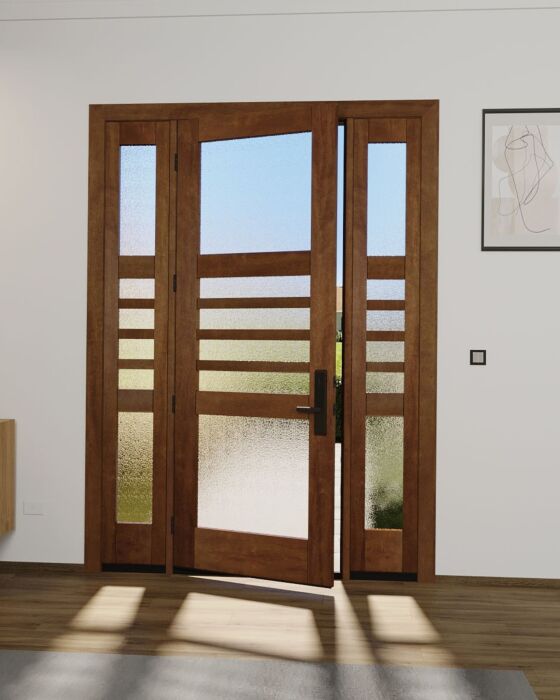 Mahogany Codex Full Lite, Artistic Lite Designer SDL Contemporary Modern Shaker Single Door, Sidelites