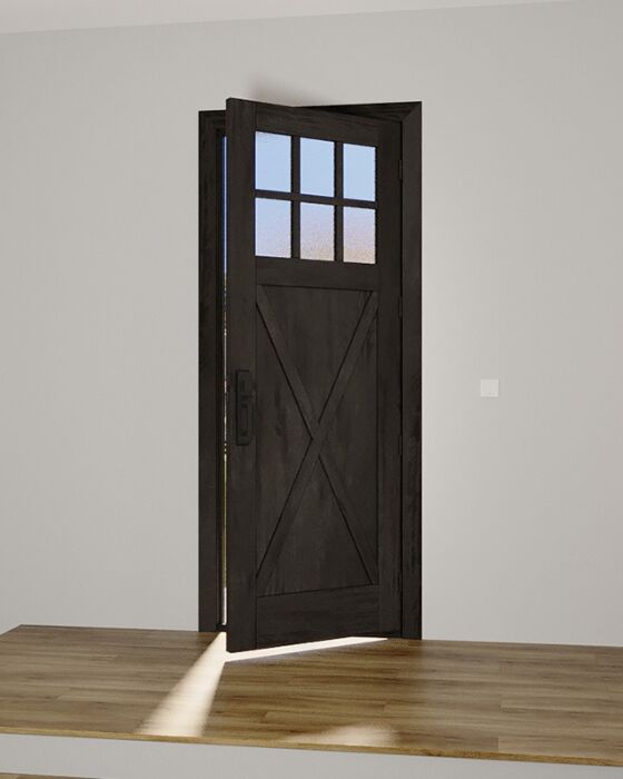 Mahogany Craftsman 6 Lite, Top View SDL Crossbuck Panel Shaker Single Door|CRF-CPG6-SH