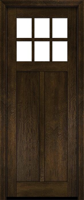 Mahogany Craftsman 6 Lite, Top View SDL 2 Panel Shaker Single Door|CRF-P2G6-SH