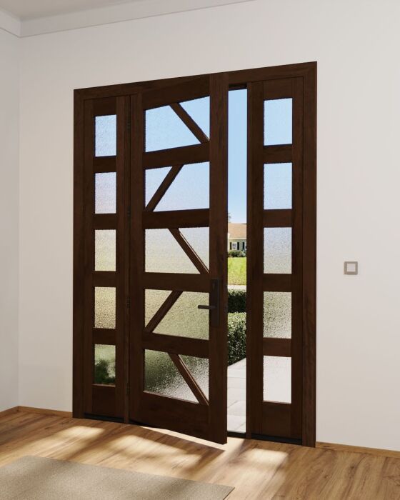 Mahogany Freska Full Lite, Artistic Lite Designer SDL Shaker Single Door, Sidelites