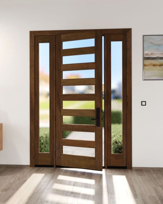 Mahogany Slimlite  Modern Shaker Single Door, Sidelites|G101-SLM-SH