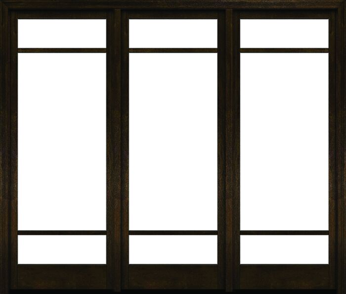 Mahogany Full Lite, Artistic Lite SDL Contemporary Modern Narrow Profile Shaker Triple Door