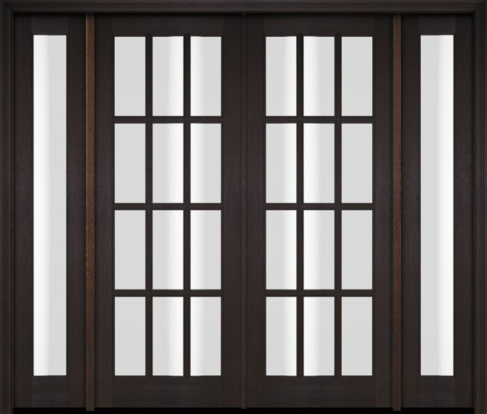 Mahogany Full Lite, 12 Lite SDL Double Door, Full Lite Sidelites|G1201-OG