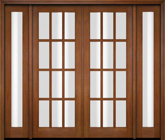 Mahogany Full Lite, 12 Lite SDL Double Door, Full Lite Sidelites|G1201-OG