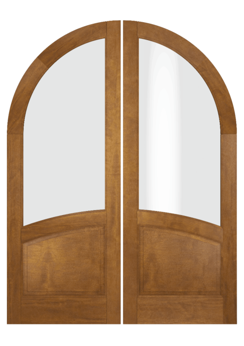 Mahogany Round Top 2/3 Lite 1 Panel Double Door|G2301-R-RTP-OG