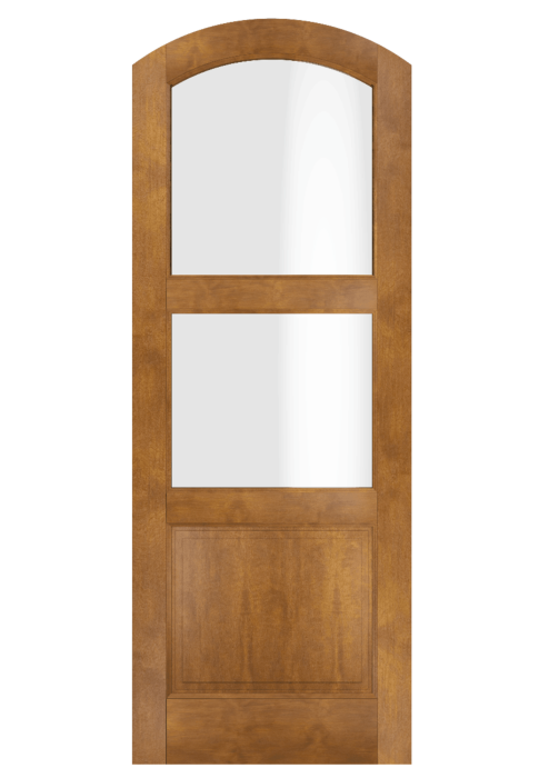 Mahogany Arch Top 2/3 Lite, 2 Lite  1 Panel Single Door|G302-ART-OG