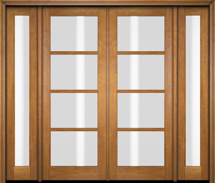 Mahogany Full Lite, 4 Lite SDL Double Door, Full Lite Sidelites|G401-OG