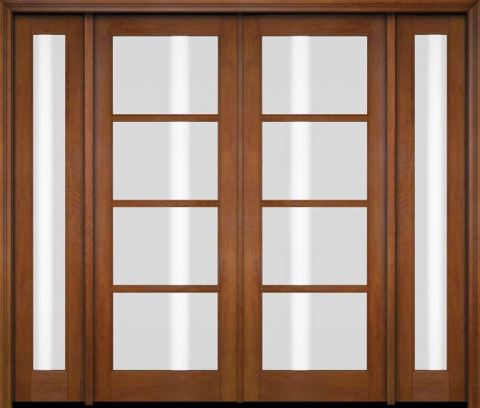 Mahogany Full Lite, 4 Lite SDL Double Door, Full Lite Sidelites|G401-OG