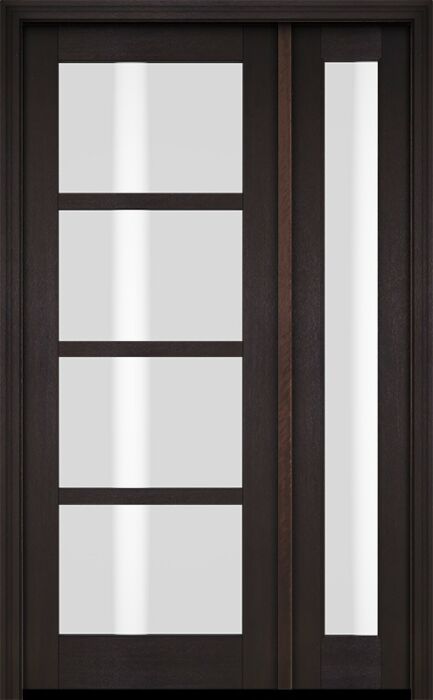 Mahogany Windermere Full Lite, 4 Lite SDL Contemporary Modern Shaker Single Door, Sidelite|G401-W-SH