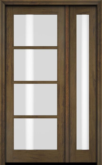 Mahogany Windermere Full Lite, 4 Lite SDL Contemporary Modern Shaker Single Door, Sidelite|G401-W-SH