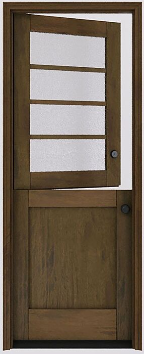 Mahogany Horizontal 4 Lite SDL 1 Panel Shaker Dutch Door