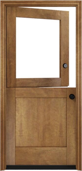Mahogany 1/2 Lite SDL 1 Panel Shaker Dutch Door