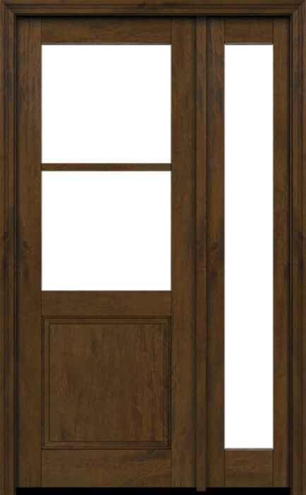 Mahogany 1/2 Lite, 2 Lite SDL 1 Panel Modern Farmhouse Shaker Single Door, Sidelite|G5002-SH