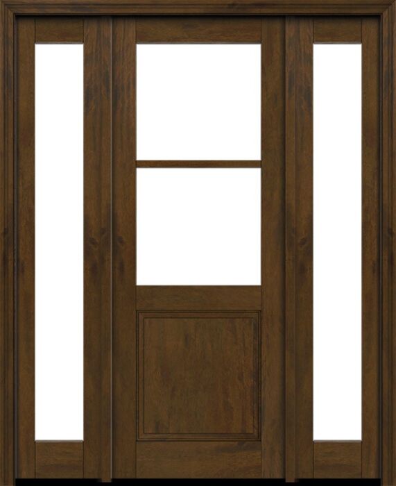 Mahogany 1/2 Lite, 2 Lite SDL 1 Panel Modern Farmhouse Shaker Single Door, Sidelites|G5002-SH