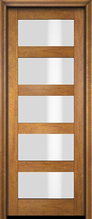 Mahogany Full Lite, 5 Lite  Modern Shaker Single Door|G501-SH-SH