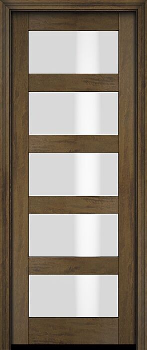 Mahogany Full Lite, 5 Lite  Modern Shaker Single Door|G501-SH-SH