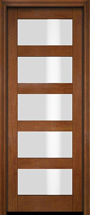 Mahogany Full Lite, 5 Lite  Modern Shaker Single Door|G501-SH-SH