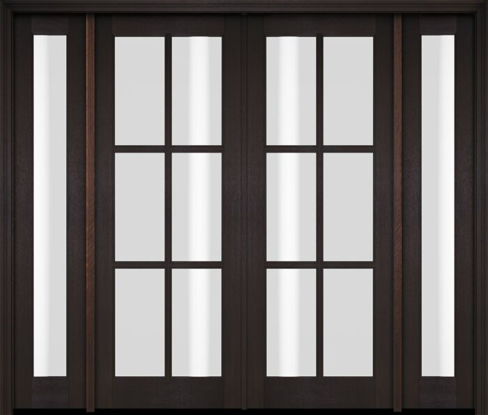Mahogany Full Lite, 6 Lite SDL Double Door, Full Lite Sidelites|G601-OG