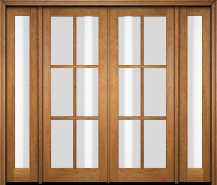 Mahogany Full Lite, 6 Lite SDL Double Door, Full Lite Sidelites|G601-OG
