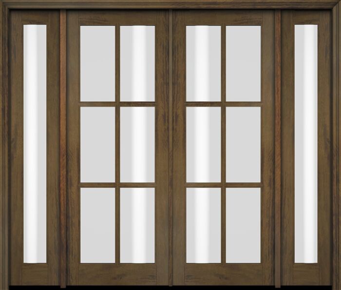 Mahogany Full Lite, 6 Lite SDL Double Door, Full Lite Sidelites|G601-OG
