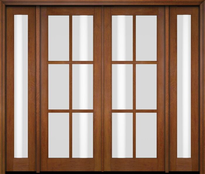 Mahogany Full Lite, 6 Lite SDL Double Door, Full Lite Sidelites|G601-OG
