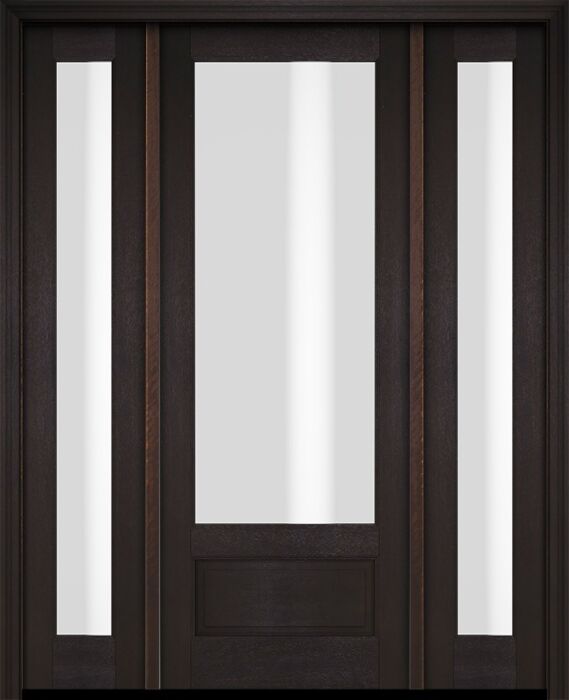 Mahogany 3/4 Lite 1 Panel Single Door, Full Lite Sidelites|G7501-OG