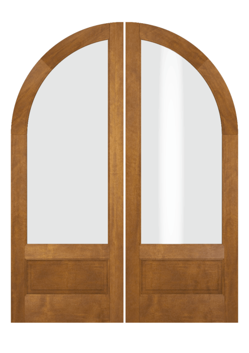 Mahogany Round Top 3/4 Lite 1 Panel Double Door|G7501-R-RTP-OG