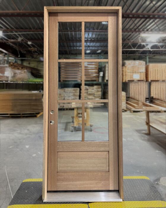 Mahogany 3/4 Lite, 6 Lite SDL 1 Panel Modern Farmhouse Shaker Single Door|G7506-SH