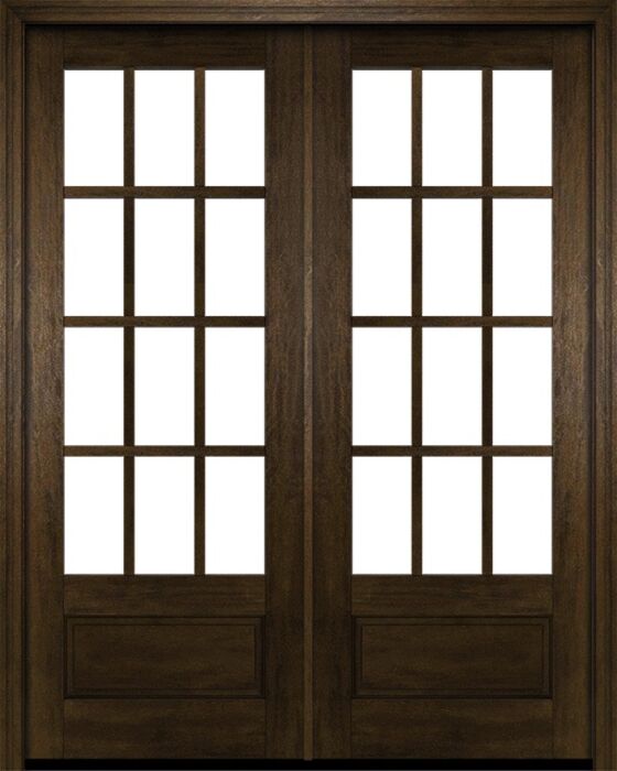 Mahogany 3/4 Lite, 12 Lite SDL 1 Panel Modern Farmhouse Shaker Double Door|G7512-SH