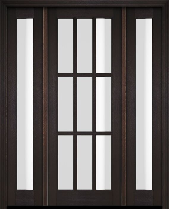 Mahogany Full Lite, 9 Lite SDL Single Door, Full Lite Sidelites|G901-OG