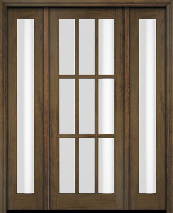Mahogany Full Lite, 9 Lite SDL Single Door, Full Lite Sidelites|G901-OG