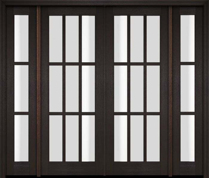 Mahogany Full Lite, 9 Lite SDL Double Door, Sidelites|G901-OG